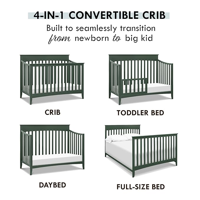 DaVinci Grove 4-in-1 Convertible Crib in Forest Green, Greenguard Gold Certified