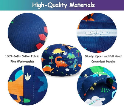 Stuffed Animal Storage Bean Bag Chairs(No Filler) Toy Organizer Bags Chair Cover for Kids Cotton Canvas Beanbag with Zipper Organizing Keep Room your Plush Toys and More Organized