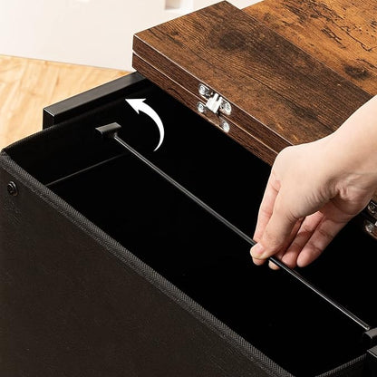 HOOBRO 2 Drawer Mobile File Cabinet, Rolling Printer Stand, Vertical Filing Cabinet, Office Cabinet, Filing Cabinet for Home Office, A4/Letter Size, Nonwovens Drawer, Black and Rustic Brown BFK20WJ01