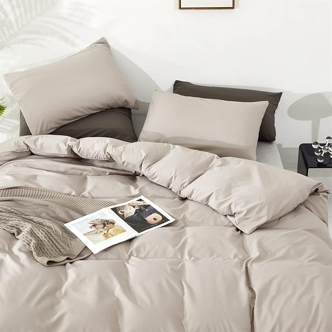 Light Khaki Comforter Set Twin Size Khaki Comforter 3 Pieces Champagne Color Twin Comforter Bedding Set Girls Solid Khaki Twin Bed Comforter Set All Season Gift