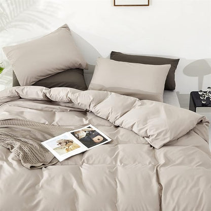 Beige Khaki Comforter Set Full Size Cream Khaki Comforter 3 Pieces Champagne Color Full Comforter Taupe Bedding Set Women Light Khaki Full Bed Comforter Set All Season Gift