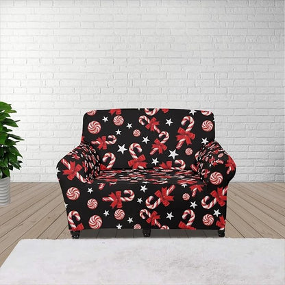 FKELYI Christmas Easy Going Stretch Sofa Slipcover Candy Cane Sofa Couch Cover Non-Slip Sofa Slipcovers Washable Furniture Protector S
