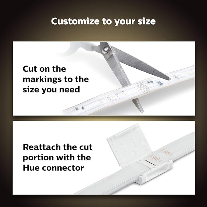 Philips Hue Indoor 3-Foot Smart LED Light Strip Plus Extension - Color-Changing Single-Color Effect - Requires Base Kit - Control with Hue App - Works with Alexa, Google Assistant and Apple HomeKit