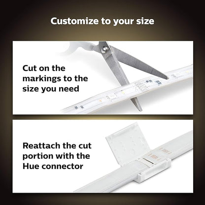Philips Hue Indoor 3-Foot Smart LED Light Strip Plus Extension - Color-Changing Single-Color Effect - Requires Base Kit - Control with Hue App - Works with Alexa, Google Assistant and Apple HomeKit