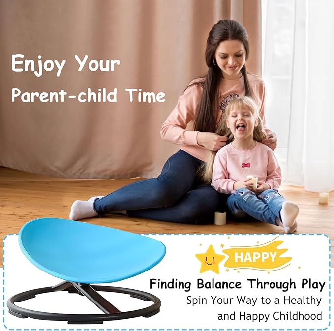 Kids Sensory Spinning Chair,Sit and Spin Swivel Chair for Kids Sensory,Kids Carousel Spin Sensory Chair,Kids Spinning Chair Metal Base Non-Slip Wobble Chair Sitting Comfortably
