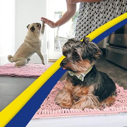 Muddy Mat® Original Dog Door Mat for Muddy Paws, Super Absorbent Microfiber, Non-Slip Washable Pet Rug, Quick Dry Chenille Entryway Carpet, Machine Washable Indoor Outdoor mat, Pink 35"x60"