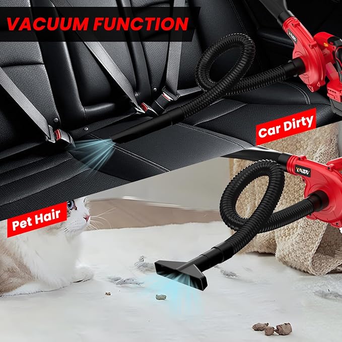 Cordless Leaf Blower for Milwaukee M18 Battery,Electric Jobsite Air Blower with Brushless Motor,6 Variable Speed Up to 180MPH,2-in-1 Handle Electric Blower and Vacuum Cleaner(Battery Not Included)