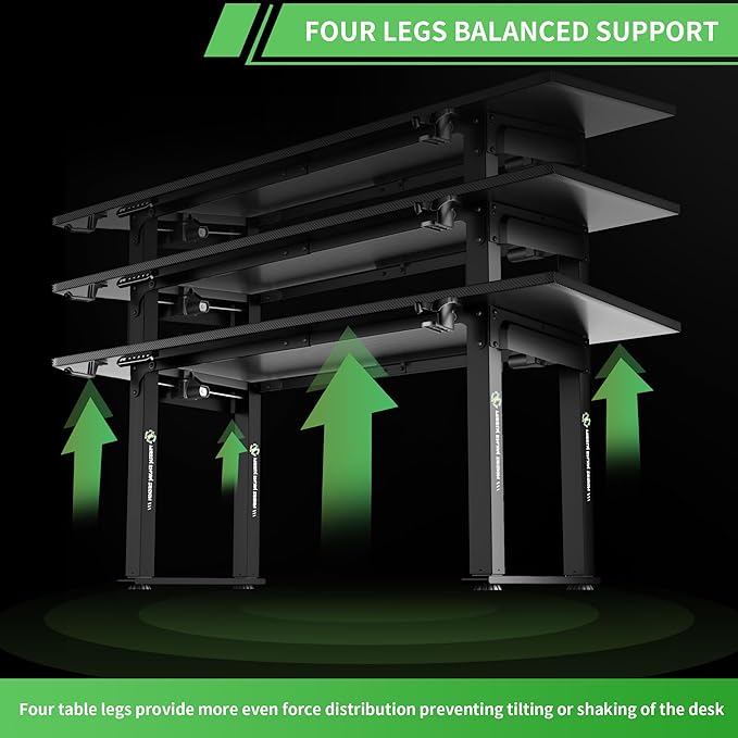 X-Win Electric Height Adjustable Standing Desk, 71" x 31.5" Inch 4-Leg Ergonomic Sit to Stand Desk for Home Office, Powerful Dual Motor Work Desk, Carbon Fiber Textured Black