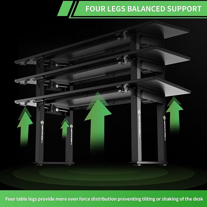 X-Win Electric Height Adjustable Standing Desk, 71" x 31.5" Inch 4-Leg Ergonomic Sit to Stand Desk for Home Office, Powerful Dual Motor Work Desk, Carbon Fiber Textured Black
