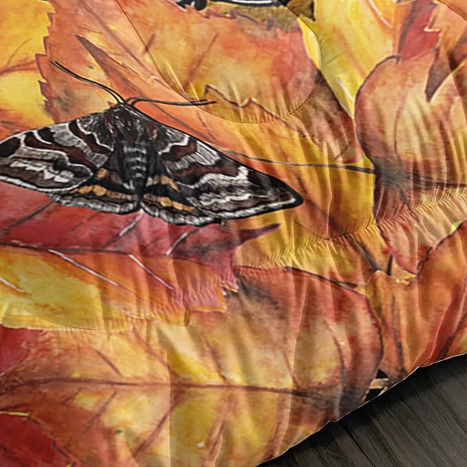 Galaxy Mushroom Comforter Set Twin Size Kids Mushroom Butterfly Bedding Set Leaves Quilt Bed Set for Boys Girls Adults with 1 Comforter and 2 Pillowcases