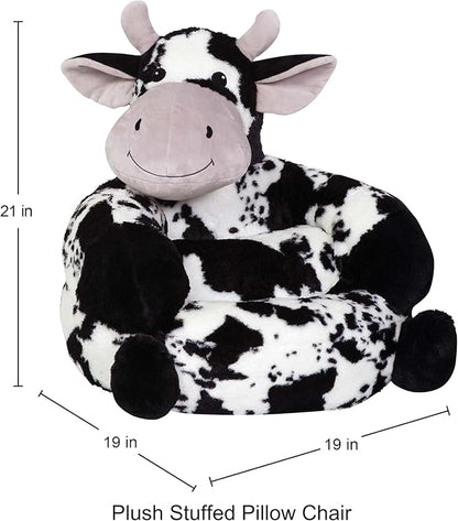 Trend Lab Cow Toddler Chair Plush Character Kids Chair Comfy Furniture Pillow Chair for Boys and Girls, 21 x 19 x 19 inches