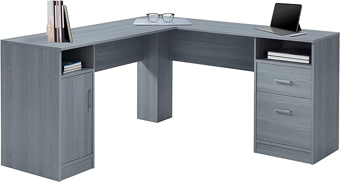 NicBex Laik-DW-00038-DX Desks, 59.5" W x 59.5" D x 29.75" H, Gray