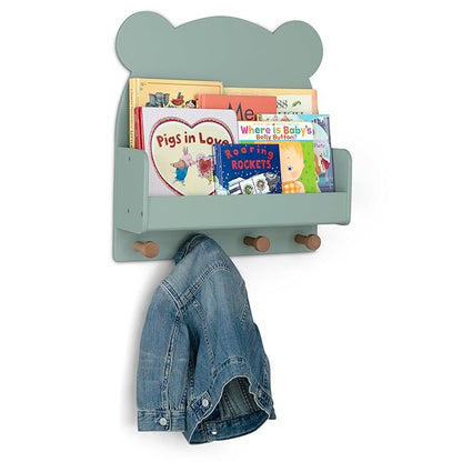 Delta Children babyGap Oxford 6-in-1 Convertible Crib + Brannan Bear Bookcase with Bins + Brannan Bear Wall Shelf with 4 Hooks, Navy/Natural (Bundle)
