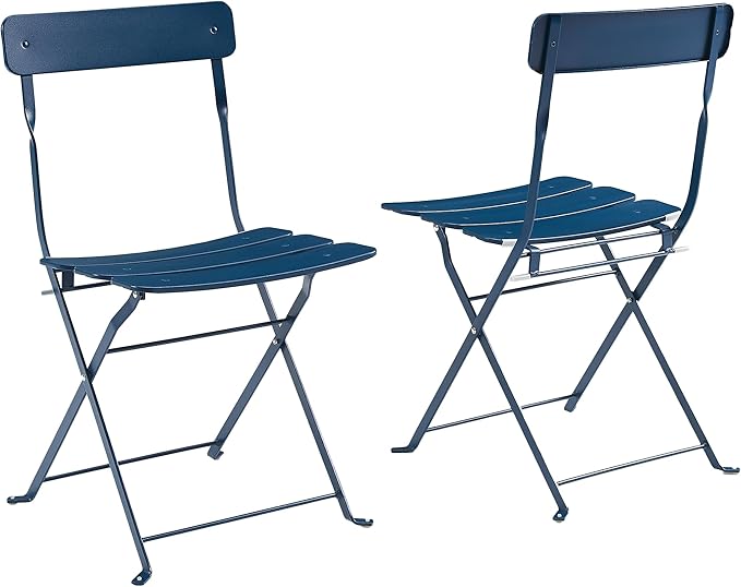 Crosley Furniture CF7390-NV Karlee Retro Metal Indoor/Outdoor 3-Piece Bistro Set with Table and 2 Chairs, Navy