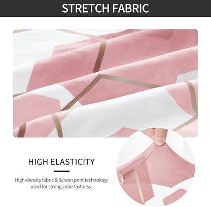 Gibelle Dining Room Chair Covers Set of 6, Soft Stretch Kitchen Chair Covers Slipcover Protector, Removable Washable Geometric Parson Chair Covers 6 Pack, Dusty Pink