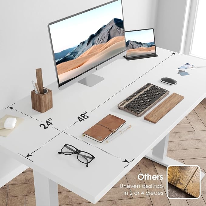 Sunon Sit Laptop Computer Writing Workstations with 3 Pre-Set and USB Port 48" for Home Office Smart Advanced Standing Desk, White