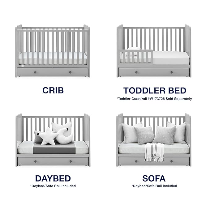 babyGap by Delta Children Graham 4-in-1 Convertible Crib with Storage Drawer TrueSleep Crib and Toddler Mattress (Bundle), Grey/Dark Grey