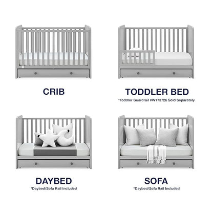 babyGap by Delta Children Graham 4-in-1 Convertible Crib with Storage Drawer TrueSleep Crib and Toddler Mattress (Bundle), Grey/Dark Grey
