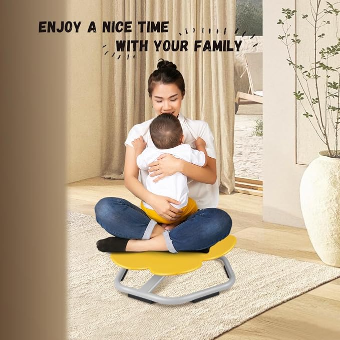 Petal Kids Swivel Chair, Seat and Spinning Chair, Body Coordination Training Chair, Yellow Non Slip Sensory Toys 360° Spinning Chair for Autistic Kids Aged 3+, Improving Toddler's Physical Fitnesss