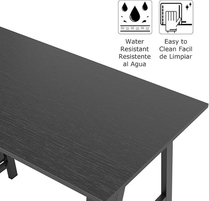 sogesfurniture 47 inches Writing Computer Study Desk with 2 Tier Storage Shelves on Left or Right Side, Trestle Desk, Home Office Study Desk,Black
