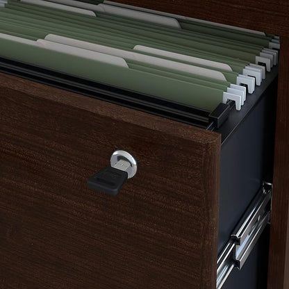 Bush Business Furniture Series C 2 Drawer Lateral File Cabinet, Locking Document Storage for Home or Professional Office, Mocha Cherry
