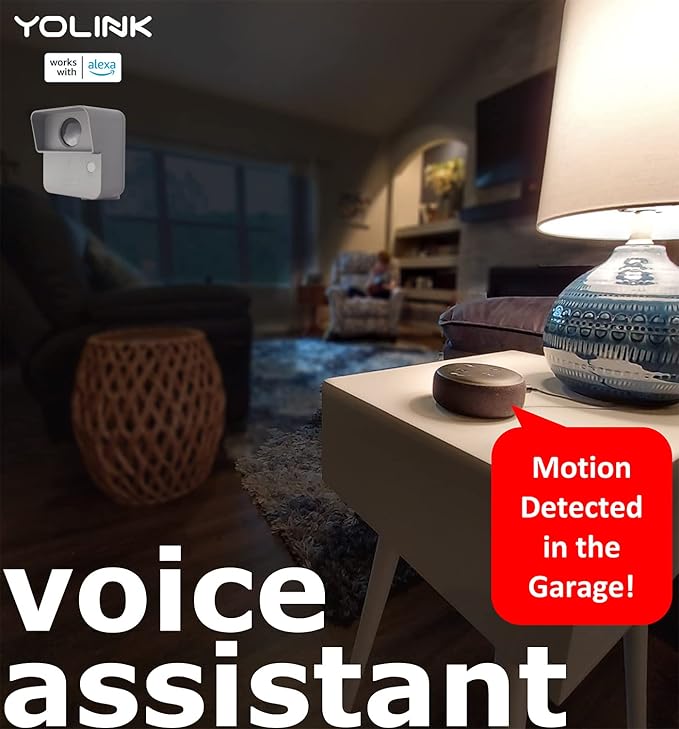 YoLink LoRa Smart Outdoor Motion Sensor, Driveway Alert, Property Invasion/Tresspassing Detector, 1/4 Mile Open Air Range, Email/SMS/Push Alerts, Alexa, IFTTT, Home Assistant (Hub Included!)