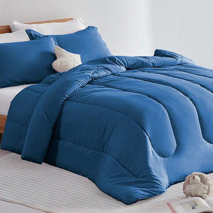 SLEEP ZONE Kids Blue Bedding Comforter Set Full/Queen Size - Super Soft & Cute Printed 3-Piece Comforter Set All Seasons for Boys, Fade Resistant, Machine Washable (Blue)