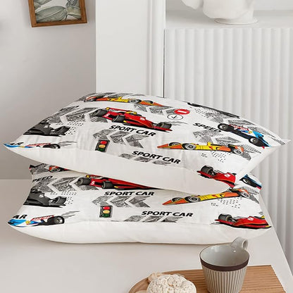 Axolotl Racing Car Comforter Set Twin Size,Extreme Sports Boys Bedding Set for Boys Teens Girls Car Racing Gifts,Race Cars Quilt Bed Set with 1 Comforter 2 Pillowcases,Multi Color