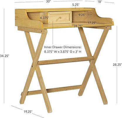 Linon Mable Folding Desk, Natural
