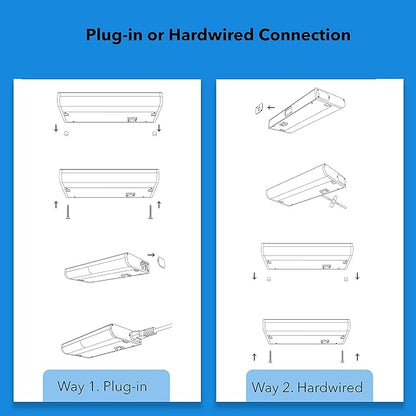 LED Smart Under Cabinet Lights Hardwired or Plug in White and Color Ambiance Dimmable with Remote Control Work with Amazon Alexa, Google App Controlled Under Counter Lighting (12 Inch)