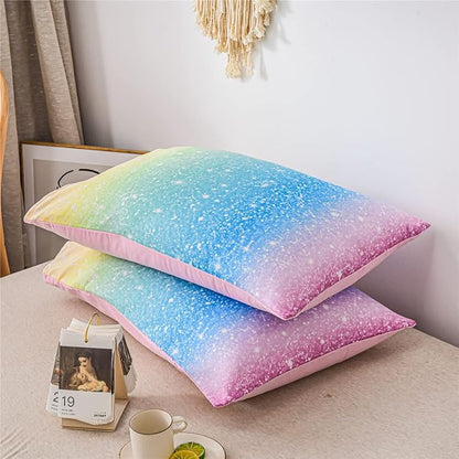 Holawakaka Space Star Ombre Comforter Set Ombre Multi-color Gradient Bedding Set Twin Size (Multi-color, Twin)