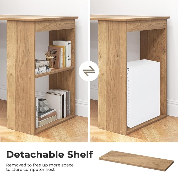 Computer Desk with Shelves, Natural
