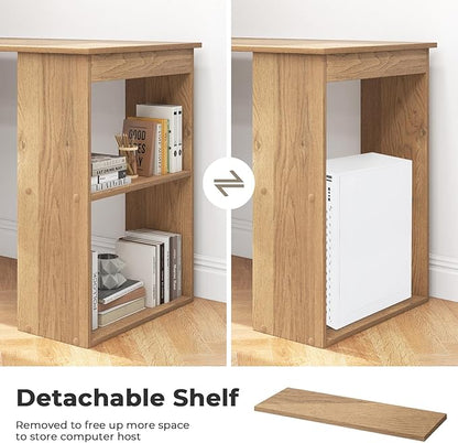 Computer Desk with Shelves, Natural