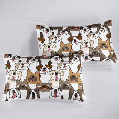 Kawaii Dog Comforter Queen Size,Dogs Comforter Set for Kids Teens Girls Boys,3Pcs Bedding Set Printed Comforter with 2 Pillowcases,Down Alternative,Soft and Lightweight，Queen Size