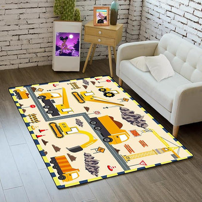 Construction Play Mat Car Rug Play Mat Construction Rugs for Boys Room Car Rug for Boys Room Construction Decor for Boys Room Playroom Rug for Livingroom 2'×3'