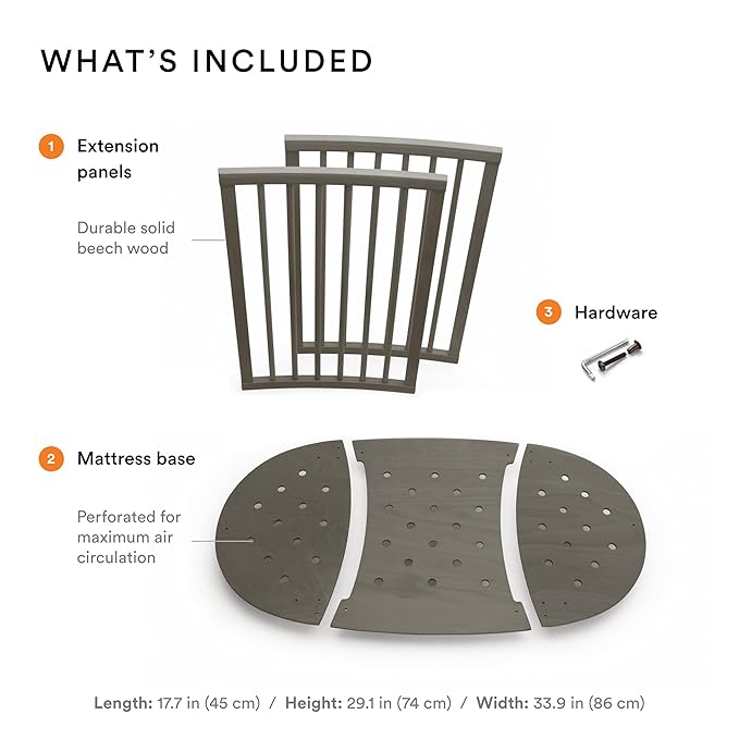 Stokke Sleepi Bed Extension, Hazy Grey - Convert Sleepi Mini Crib Into Sleepi Bed - Suitable for Children Up to 3 Years - Mattress Sold Separately - Extends Bed to 50 Inches