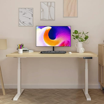 Electric Standing Desk Frame Dual Motor Height Adjustable Desk Motorized Stand Up Desk-White(Frame Only)