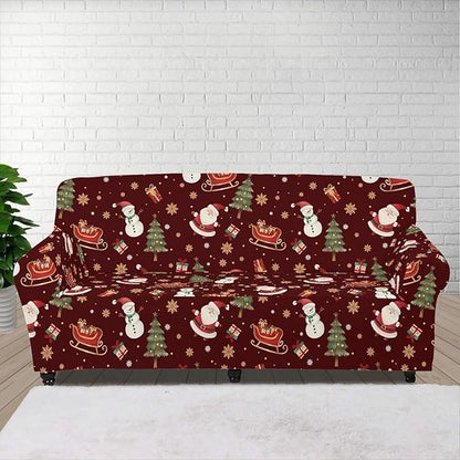 FKELYI Red Christmas Sofa Couch Cover for Indoor Non-Slip Furniture Protector Easy Going Stretch Sofa Slipcover Washable Sofa Slipcovers XL