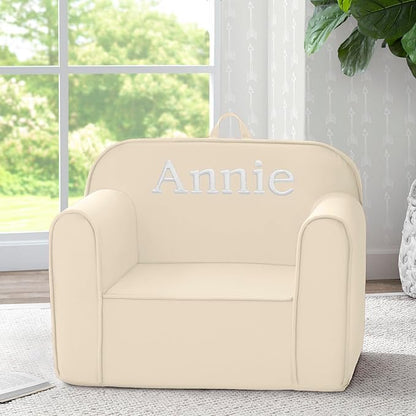 Delta Children Personalized Cozee Chair - Customize with Name – Foam Kids Chair for Ages 18 Months and Up, Oatmeal