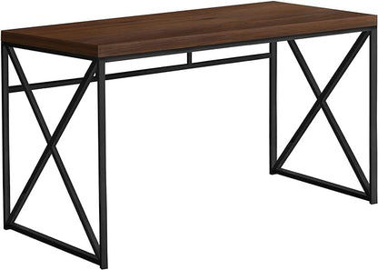 Monarch Specialties Modern Industrial Style-Home & Office Writing Table with Sturdy Crisscross Metal Computer Desk, 48" L, Cherry/Black Frame
