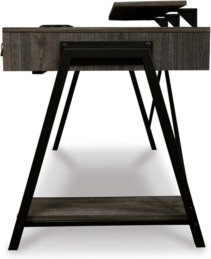 Signature Design by Ashley Barolli Home Office Gaming Desk with Multiuple LED Back Lights, Grayish Brown