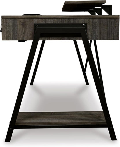 Signature Design by Ashley Barolli Home Office Gaming Desk with Multiuple LED Back Lights, Grayish Brown