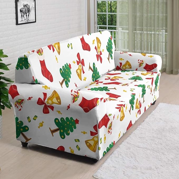 FKELYI Christmas Tree Easy Going Stretch Sofa Slipcover Washable Sofa Couch Cover Comfortable Furniture Protector with Elastic Bottom XL