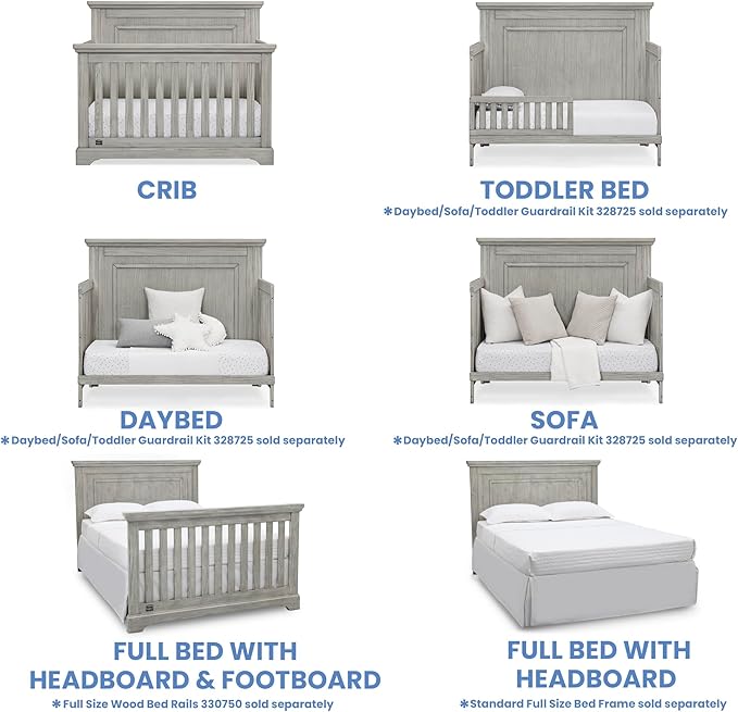 Delta Children Simmons Kids SlumberTime Paloma 4-in-1 Convertible Baby Crib - Greenguard Gold Certified, Rustic Mist