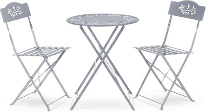 Alpine Corporation Folding Table and Chairs Patio Seating, Gray