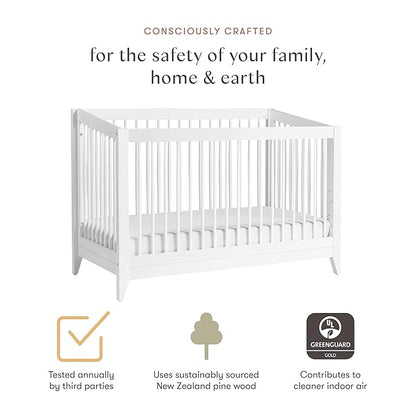 Babyletto Sprout 4-in-1 Convertible Crib with Toddler Bed Conversion Kit in White, Greenguard Gold Certified
