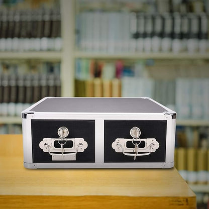 Vaultz Locking 3 x 5 Index Card Cabinet, Double Drawer, Black (VZ01393)