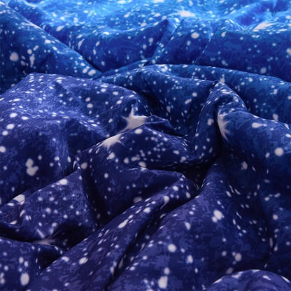 Holawakaka Kids Space Star Galaxy Bedding Comforter Set Twin/Twin XL Size Boys Girls Blue Indigo Ombre Print Gradient Glitter Stars Bed Sets (Blue, Twin)