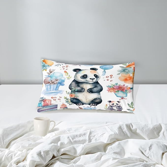 Panda Comforter Set Twin Size - Panda Bedding for Boys Girls Cute Panda Set Cartoon Pandas Print Comfort Twin Bedding Set for Kids Teens, 1 Comforter+1 Pillowcase