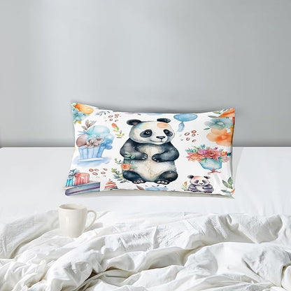 Panda Comforter Set Twin Size - Panda Bedding for Boys Girls Cute Panda Set Cartoon Pandas Print Comfort Twin Bedding Set for Kids Teens, 1 Comforter+1 Pillowcase